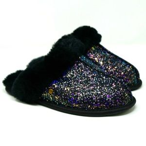 UGG Scuffette II Cosmos Glitter Black Scuff Sheepskin Slippers 🌈 🖤
